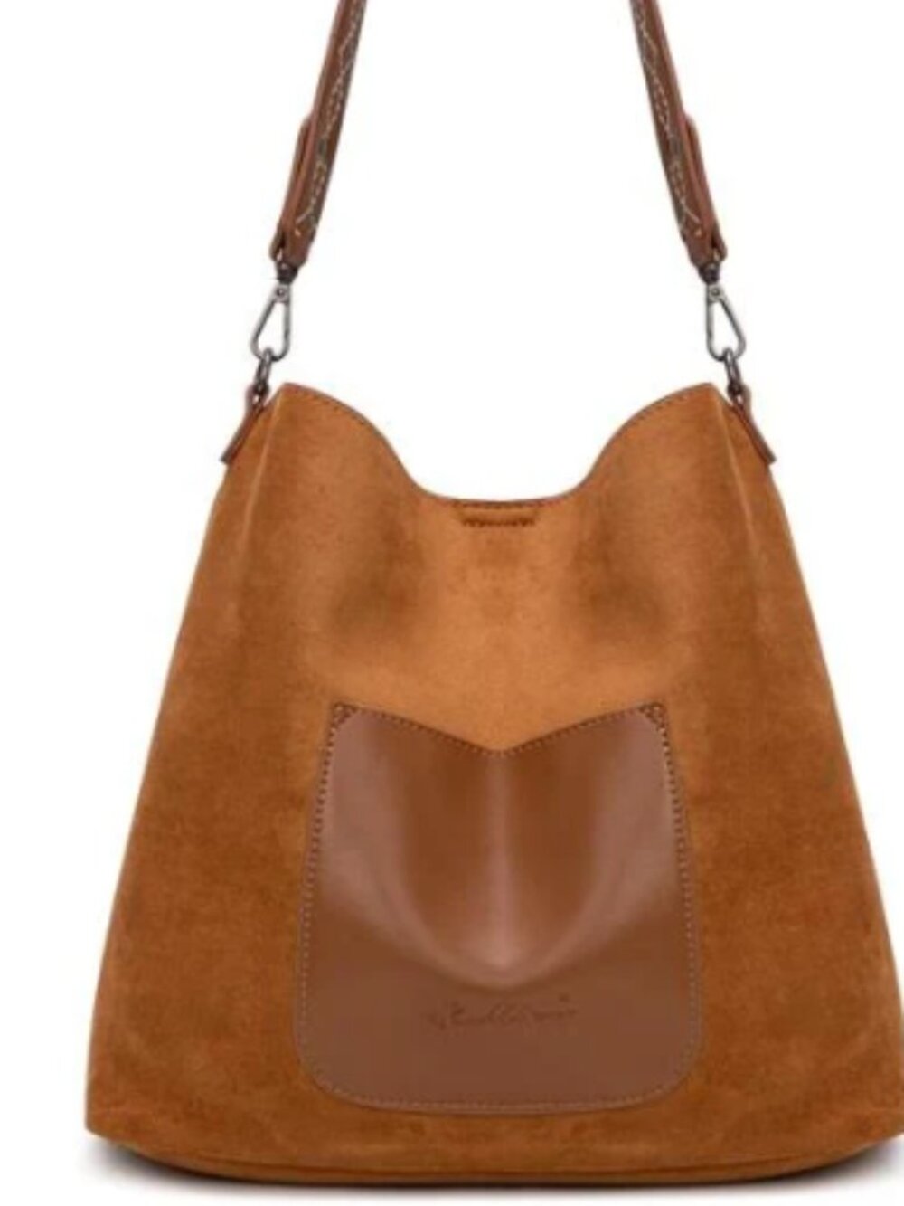 Montana West Boot Stitch Fringe Hobo Bag, Brown NWT - Picture 3 of 3